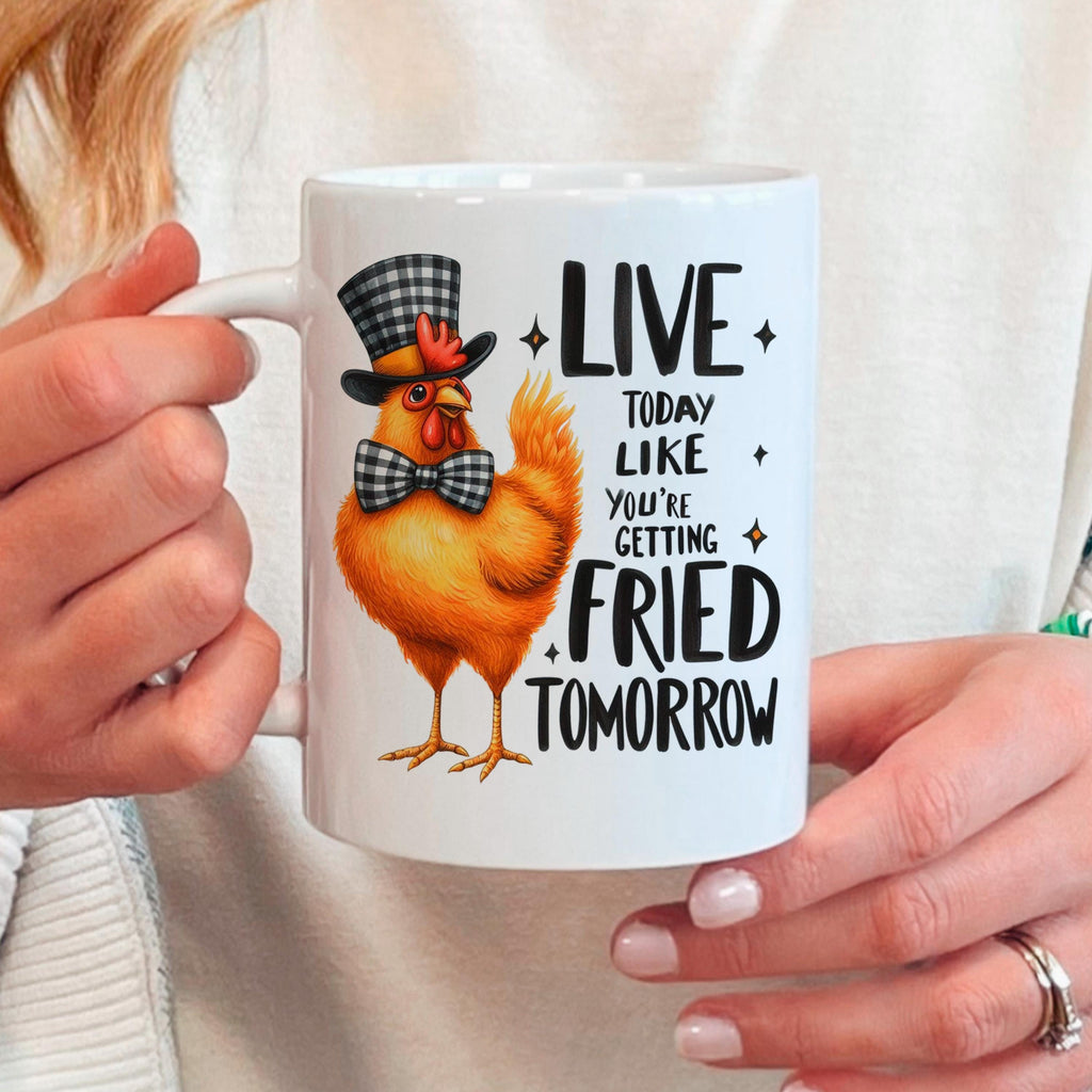 Funny Chicken Mug - Ceramic Coffee Cup With Playful Chicken Design & Humor