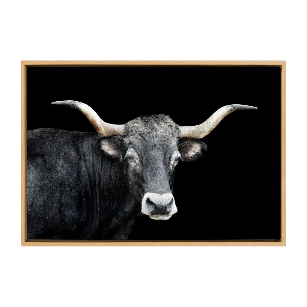 Sylvie Tudanca Cow Longhorn Bull Cattle Animal Framed Canvas by Xyo