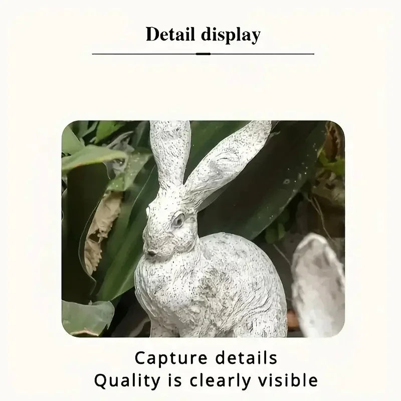 Antique Distressed Old Forest Rustic Wooden Rabbit Resin Sculpture, Animal Decor for Garden and Balcony, Cracked and Peeling Weathered Effect, Vintage Style Animal Statue for Outdoor Landscape and Home Decor