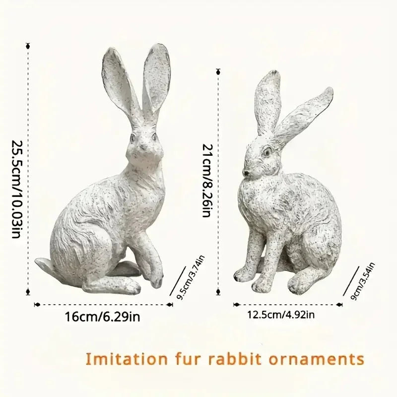 Antique Distressed Old Forest Rustic Wooden Rabbit Resin Sculpture, Animal Decor for Garden and Balcony, Cracked and Peeling Weathered Effect, Vintage Style Animal Statue for Outdoor Landscape and Home Decor