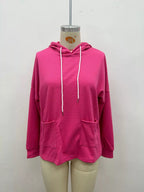 Full Size Waffle Knit Drawstring Long Sleeve Hoodie Plus Size