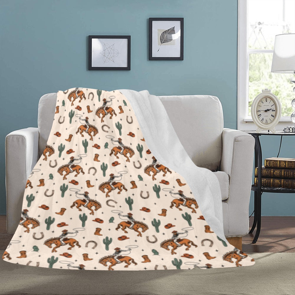 Cowboy Rodeo Western Micro Fleece Blanket 60" x 80" Made in America