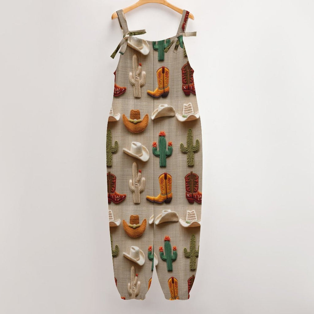 Baha Ranch Cactus Boots Hat Western Overalls Jumpsuit