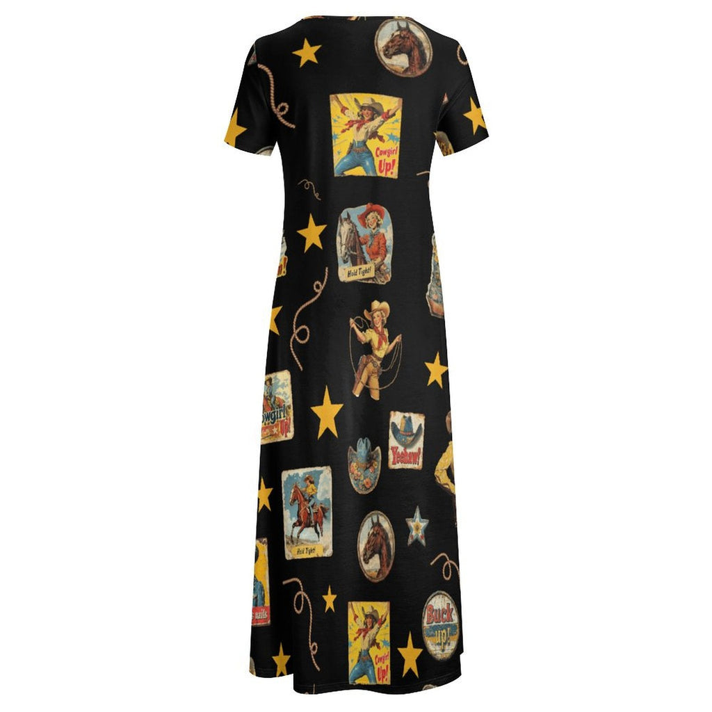 Baha Ranch Vintage Cowgirl Collage Western Dress