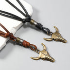 Simple Versatile Ethnic-style Vintage Cow-head Leather Necklace