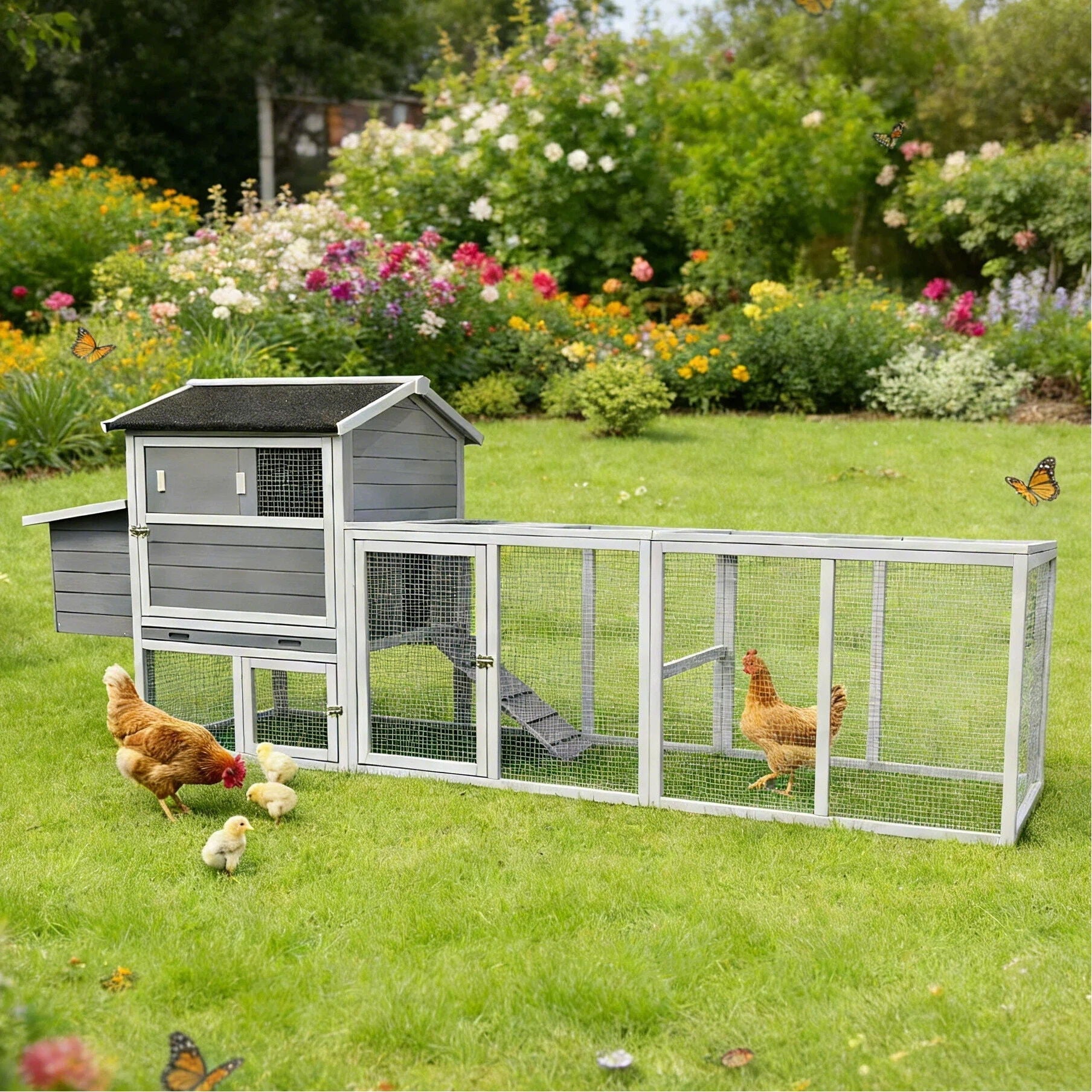Chicken Coop With Run And Nesting Box
