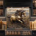 Bronze Spirit Tempered Glass Backsplash – Galloping Horse Copper Look Kitchen Back Splash