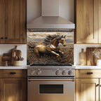 Bronze Spirit Tempered Glass Backsplash – Galloping Horse Copper Look Kitchen Back Splash