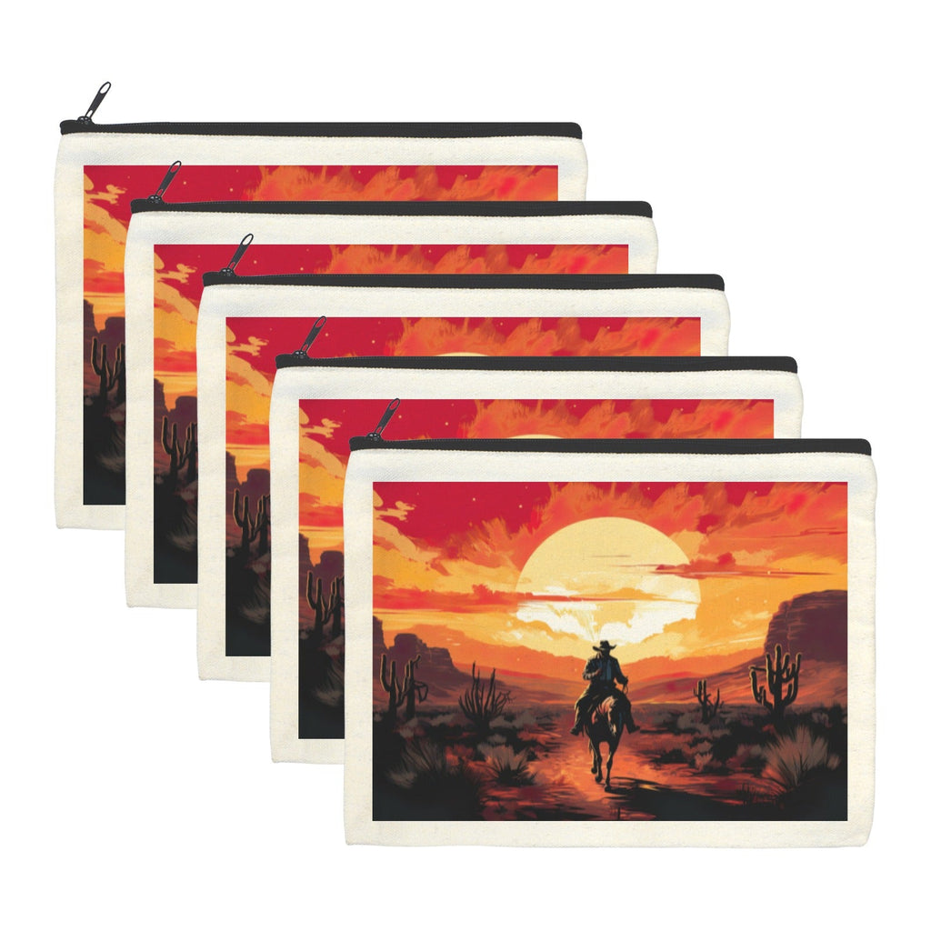 Baha Ranch Western Cowboy Sunset Cosmetic Bag Pack of 5 Made in America
