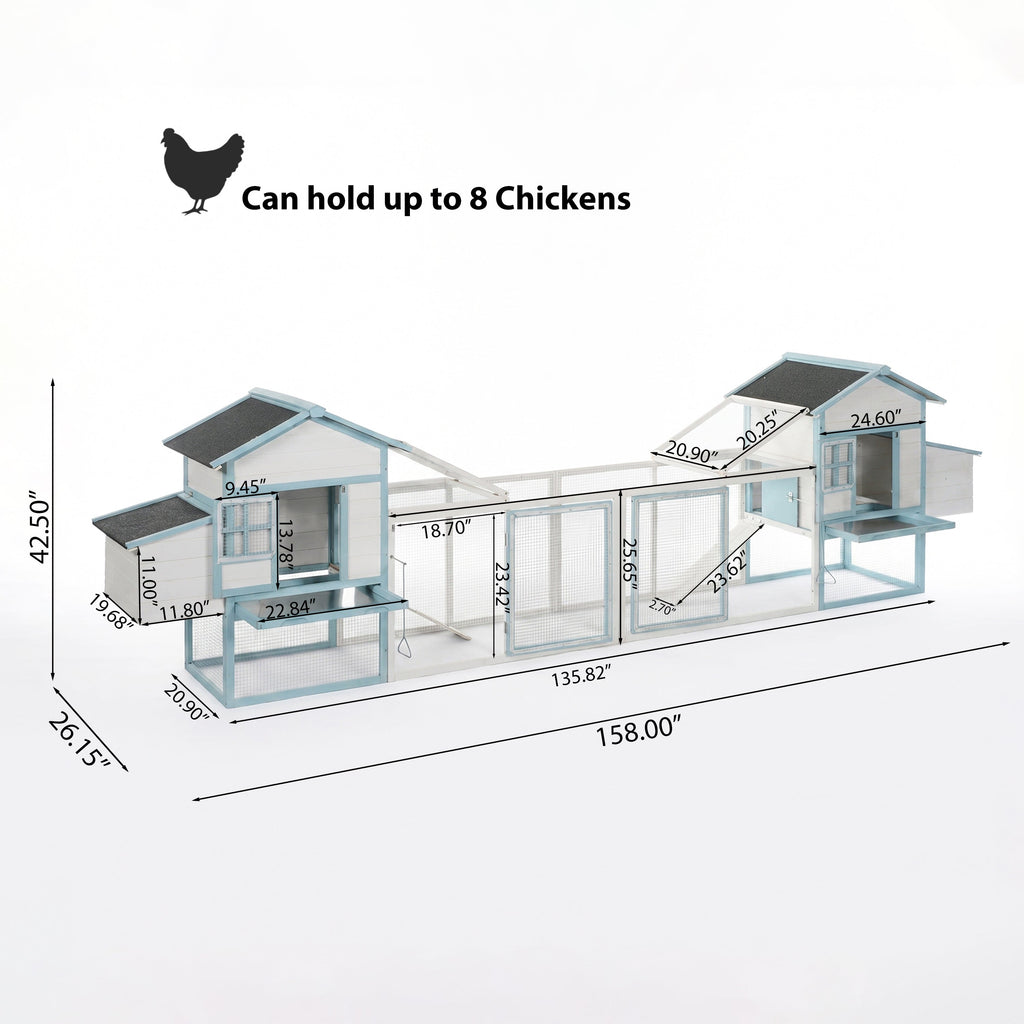 Large Wooden Chicken Coop with Double Nesting Boxes