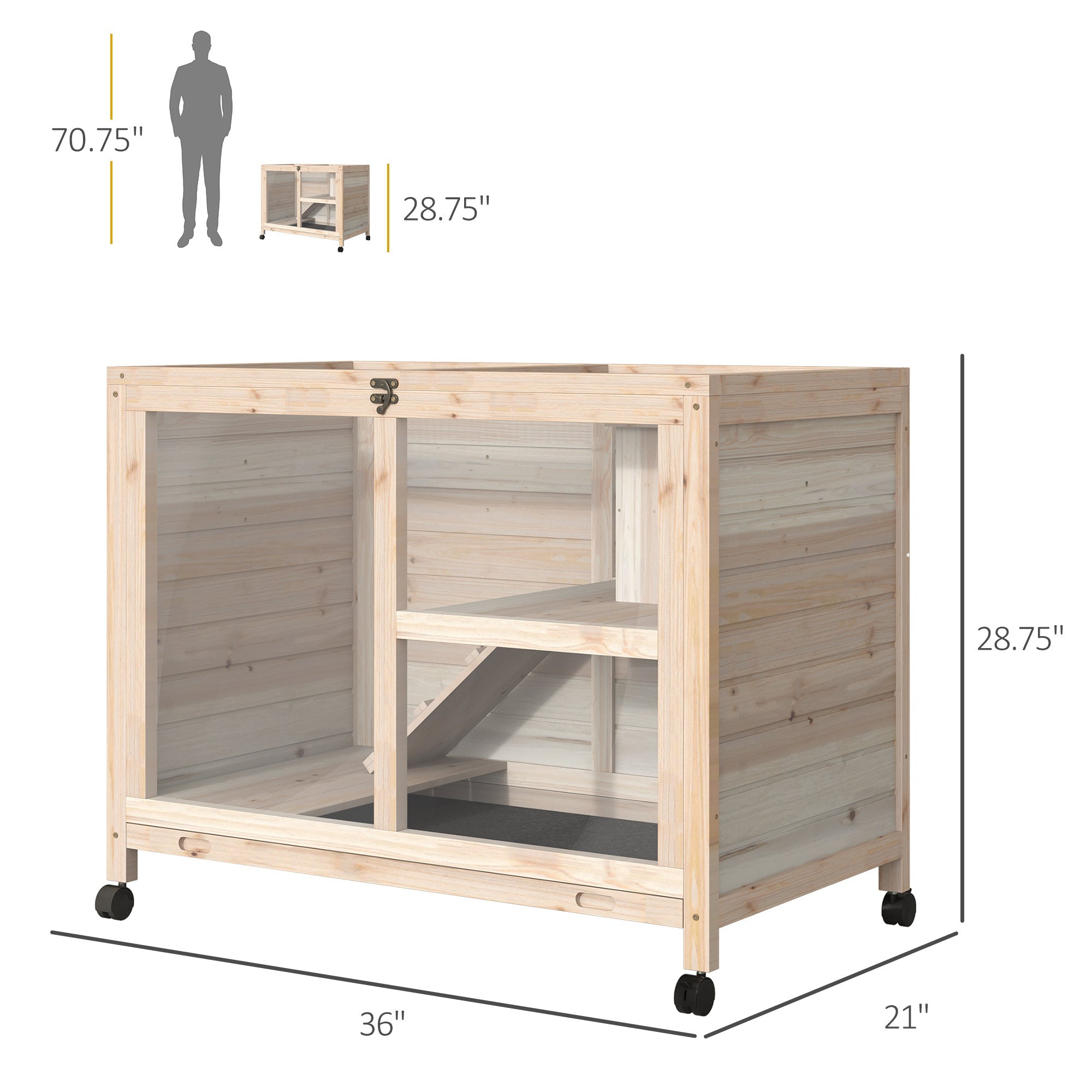 PawHut Indoor Rabbit Hutch with Wheels