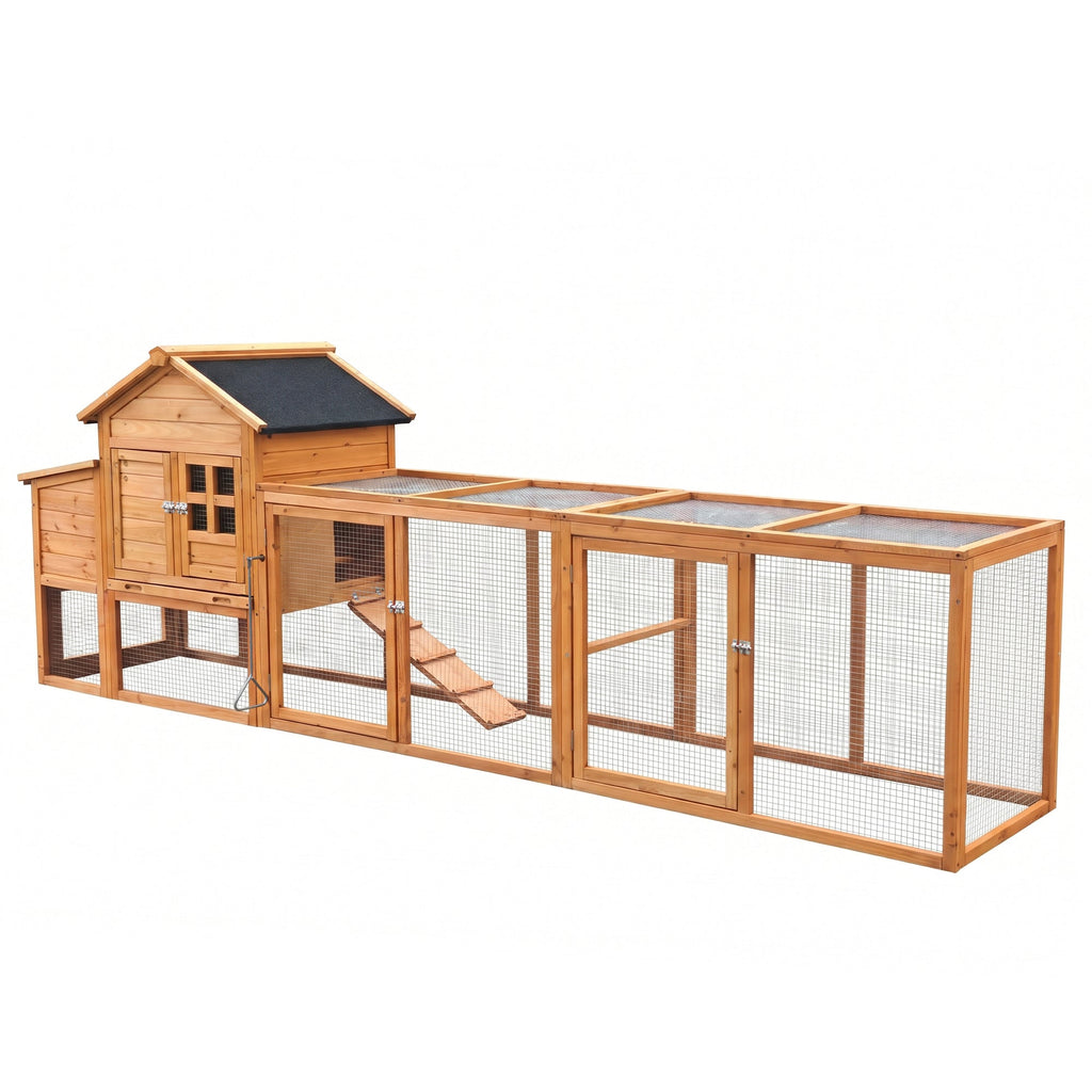 Large Chicken Coop with Nest Box and Run