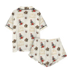 Baha Ranch Christmas Horses Cowgirl Western Satin Short Pajama Set