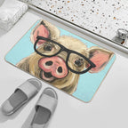 Cute Pig with Glasses Art Bath Mat
