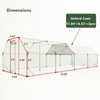 9.94×25.68 FT Large Walk-In Chicken Coop | Galvanized Steel Poultry Run with UV Waterproof Tarp & Lockable Doors — Hen House & Farm Pen