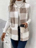 Cozy Plaid Sherpa Vest Coat