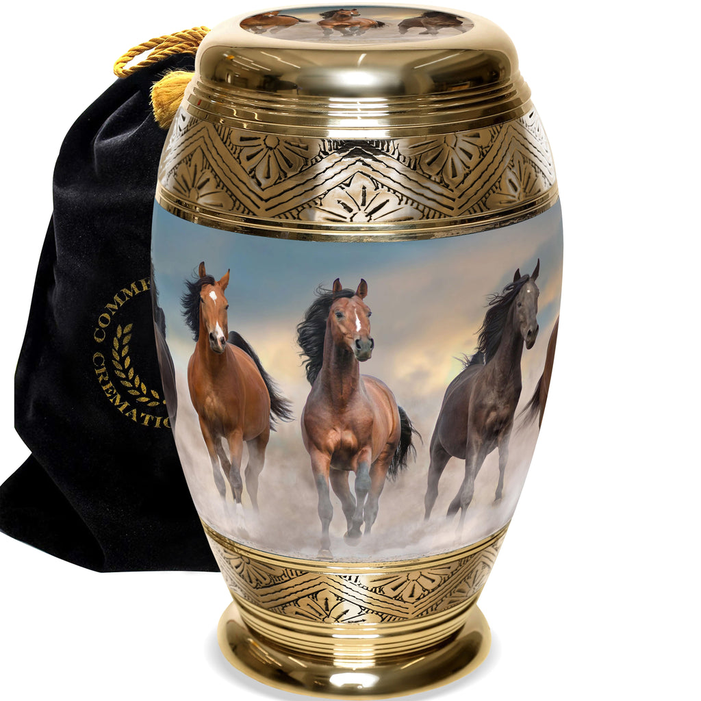 Wild Horse Cremation Urns for Human Ashes - Large Adult Funeral Urn