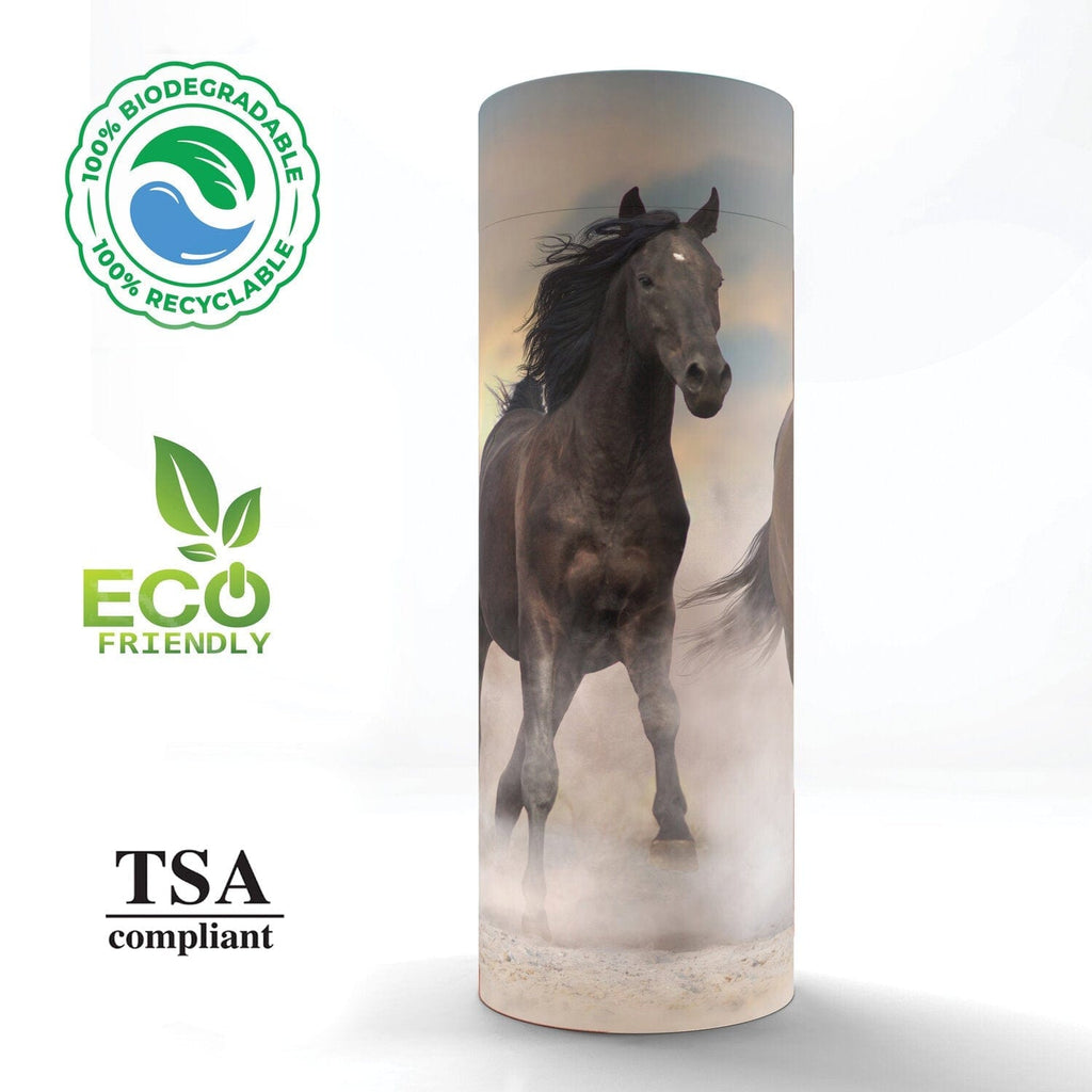 Wild Horses Biodegradable & Eco Friendly Burial or Scattering Urn / Tube for Ashes and Cremation Remains