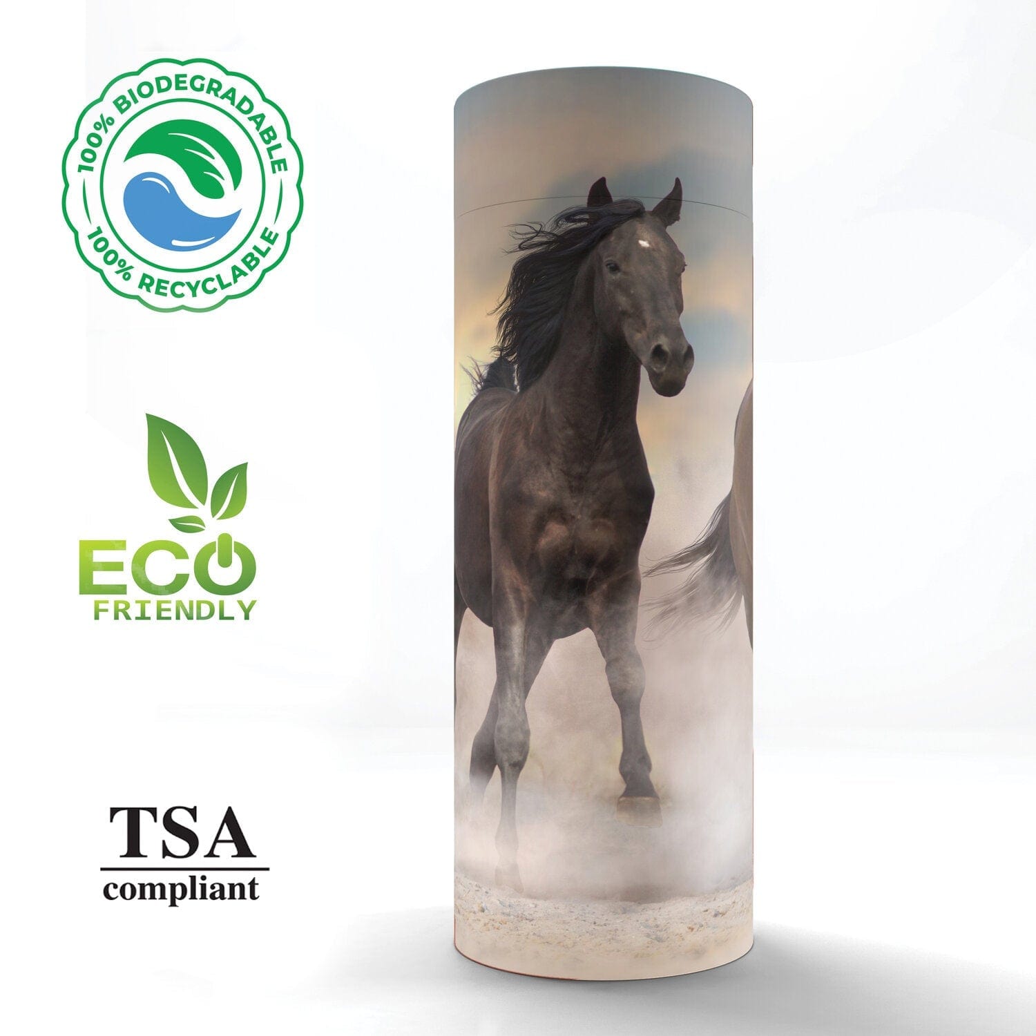 Wild Horses Biodegradable & Eco Friendly Burial or Scattering Urn / Tube for Ashes and Cremation Remains