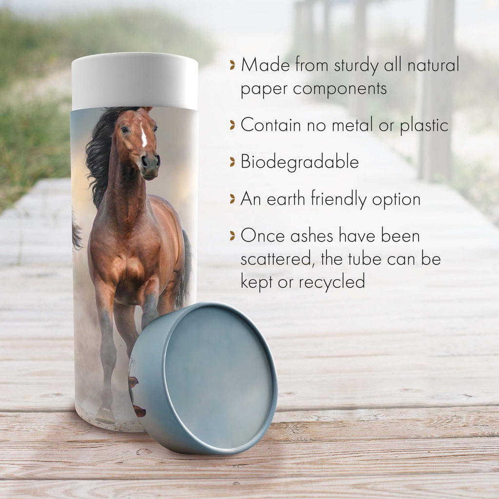 Wild Horses Biodegradable & Eco Friendly Burial or Scattering Urn / Tube for Ashes and Cremation Remains