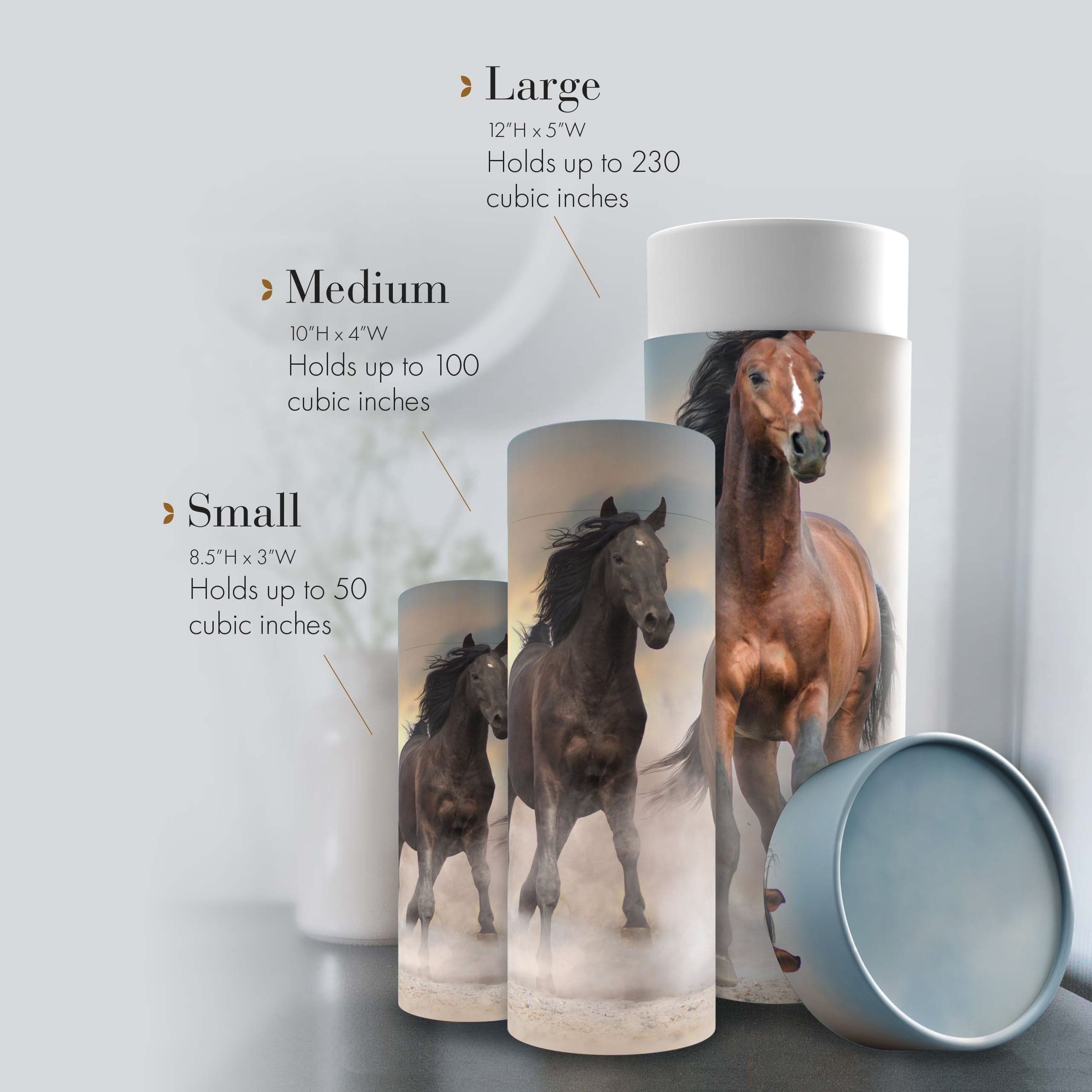 Wild Horses Biodegradable & Eco Friendly Burial or Scattering Urn / Tube for Ashes and Cremation Remains
