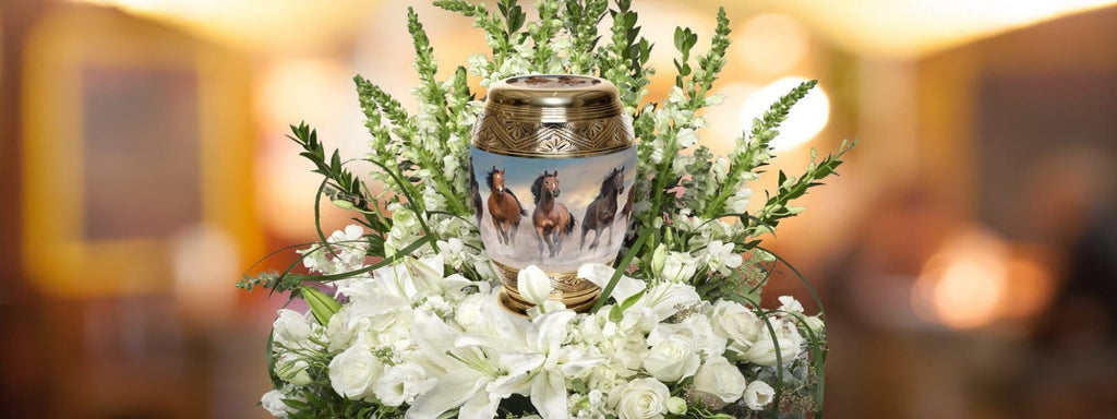 Wild Horse Cremation Urns for Human Ashes - Large Adult Funeral Urn