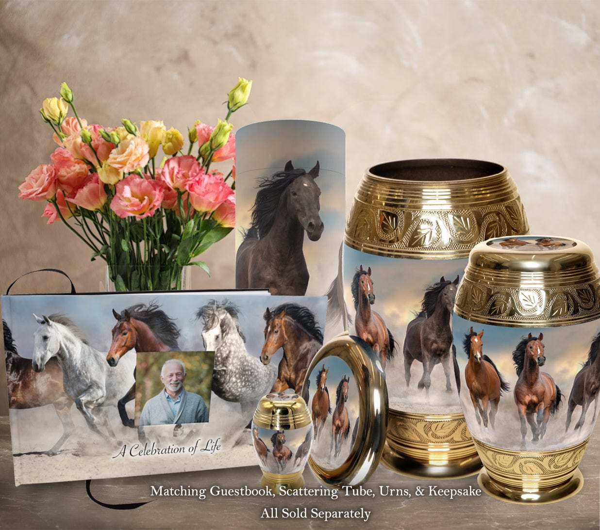 Wild Horses Matching Themed 'Celebration of Life' Guest Book for Funeral or Memorial Service