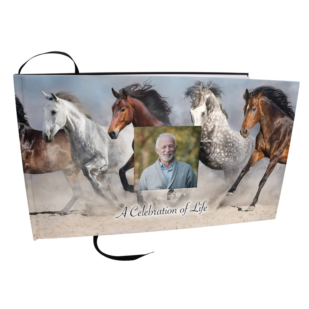 Wild Horses Matching Themed 'Celebration of Life' Guest Book for Funeral or Memorial Service