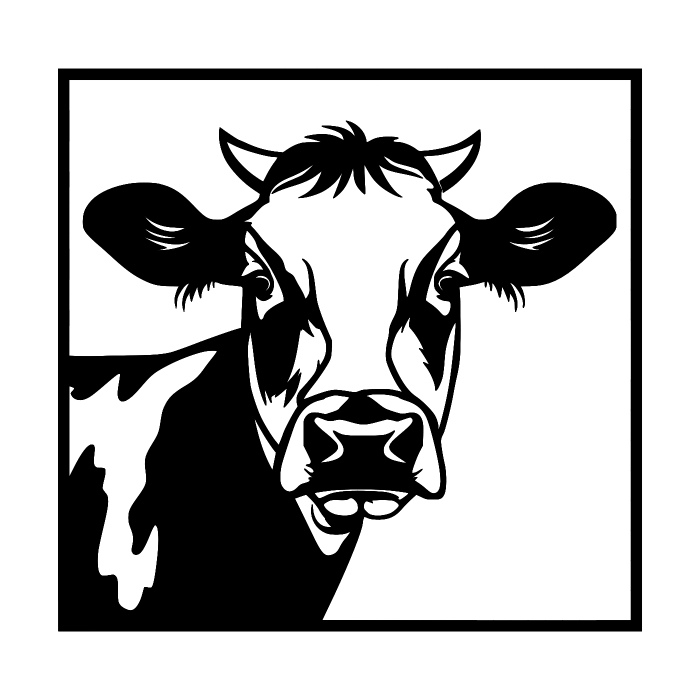 Cow Face Wall Art — Modern Farmhouse Cattle Silhouette