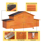 70" Large Wooden Chicken Coop with 2 Nesting Boxes