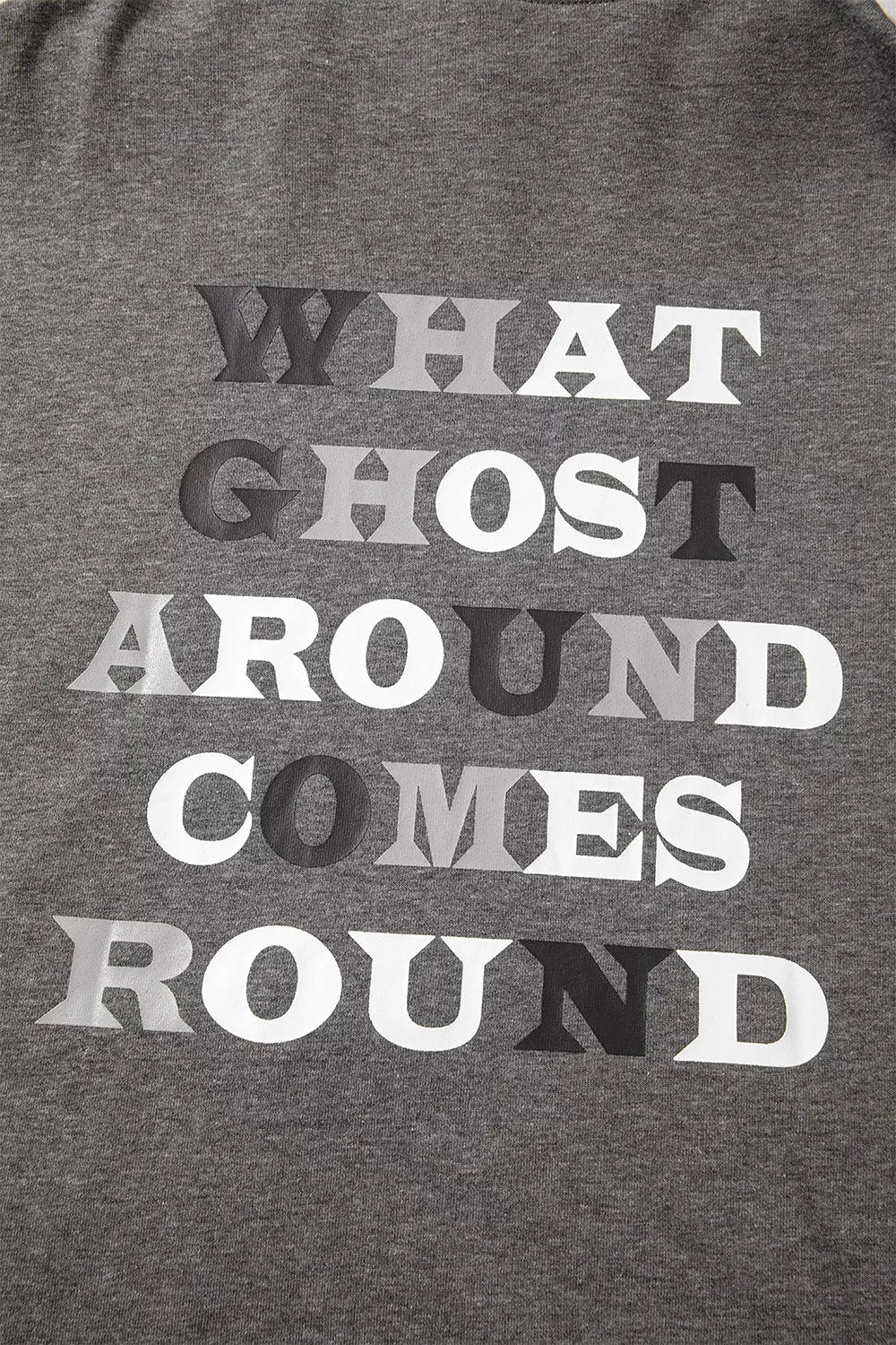 Halloween Ghost Print Mineral Wash Oversize Hoodie