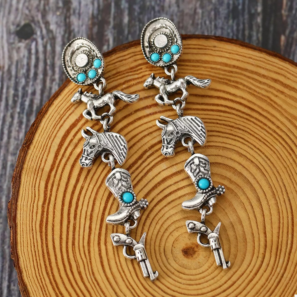Western Style Turquoise Accent Earrings