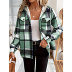 Women's Plaid Fleece Lined Hooded Jacket