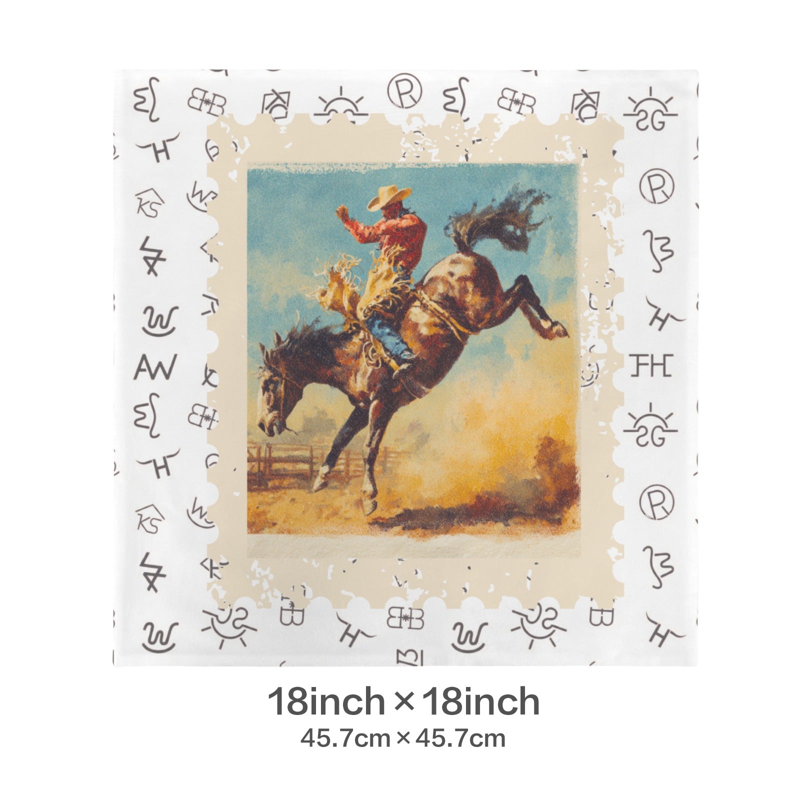 Baha Ranch Stamped Rodeo 2 Velvety Soft Pillow Case Made in America