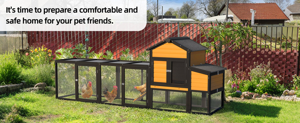 119.5" Outdoor Wooden Chicken Coop with Run