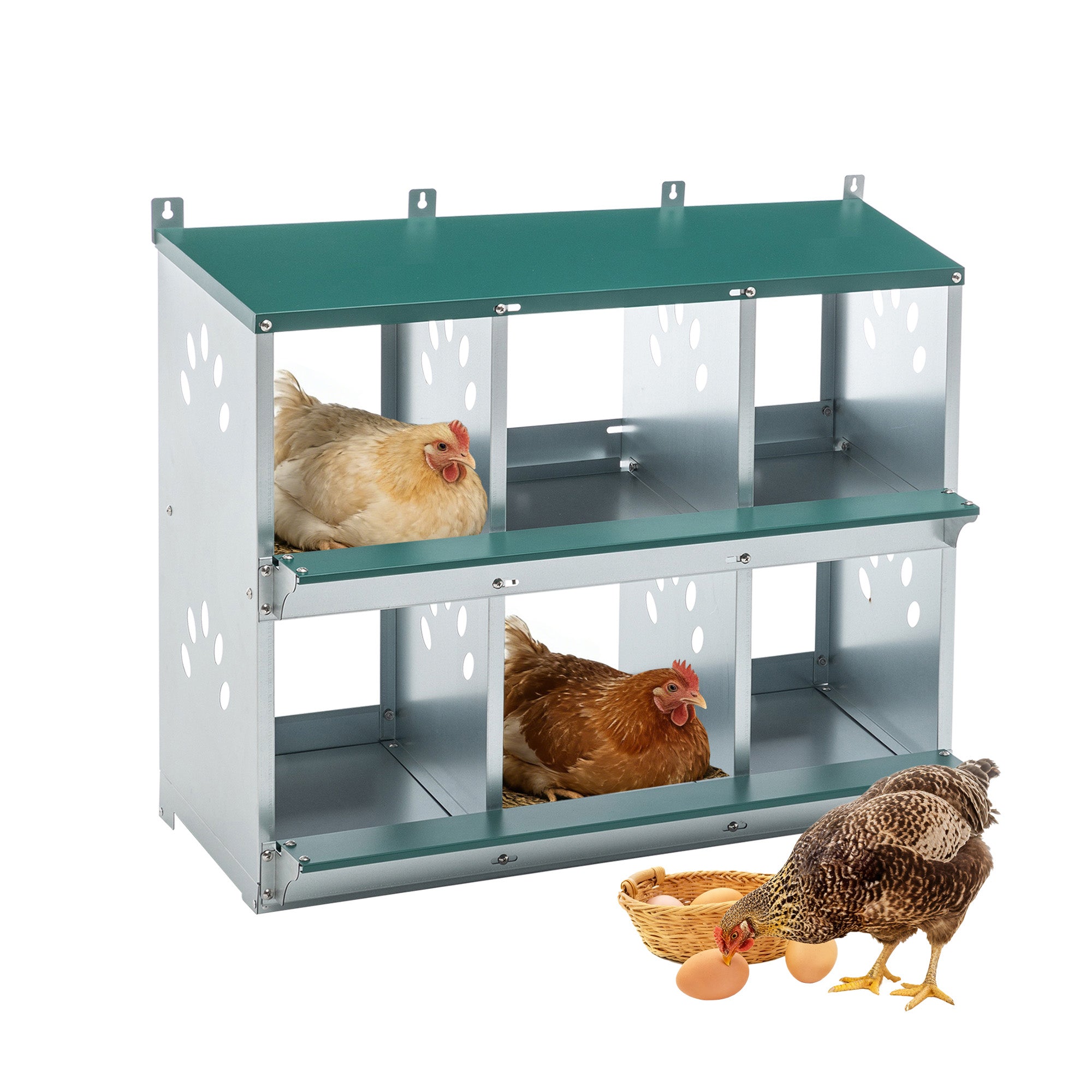 Chicken Nesting Box, 6 Room Metal Nesting Boxes for Chicken
