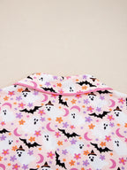 Halloween Ghost Print Button Up Top and Pants Lounge Set