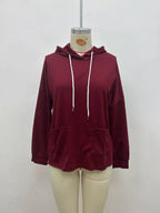 Full Size Waffle Knit Drawstring Long Sleeve Hoodie Plus Size
