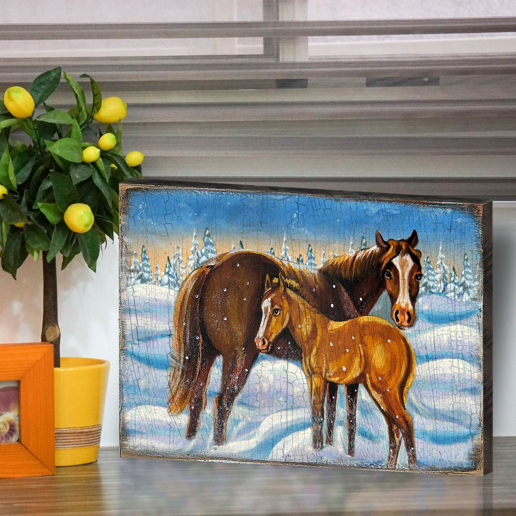 Horses Art Wooden Wall Art by Nature Wonders - Nature Wildlife Decor  - 95218B
