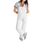 Women's High-Waisted Jumpsuit Overalls With Pockets Loose Fit Denim Trousers Casual Straight Leg Pants
