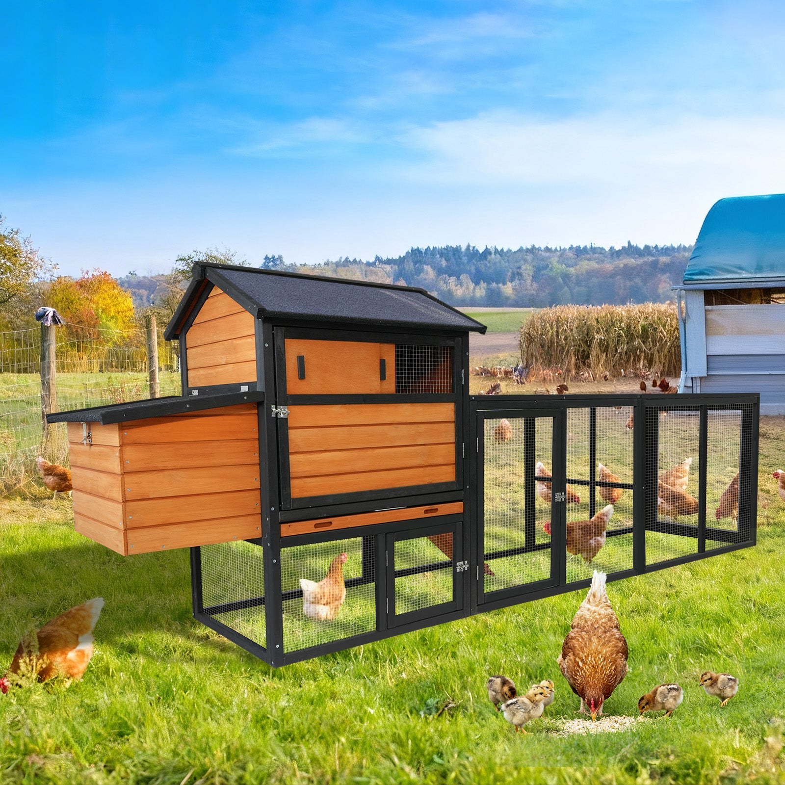 Brown & Black Wooden Chicken Coop