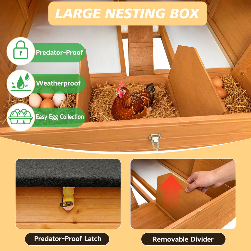Chicken House for Outdoor with Two Nesting Boxes, Leakproof Pull-On Tray, and UV-Resistant Roof Panel