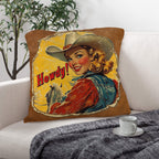 Baha Ranch Vintage Cowgirl Howdy Throw Pillow 18 x 18 Made in America