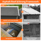 Gray Wooden Chicken Coop with Run and Nesting Box