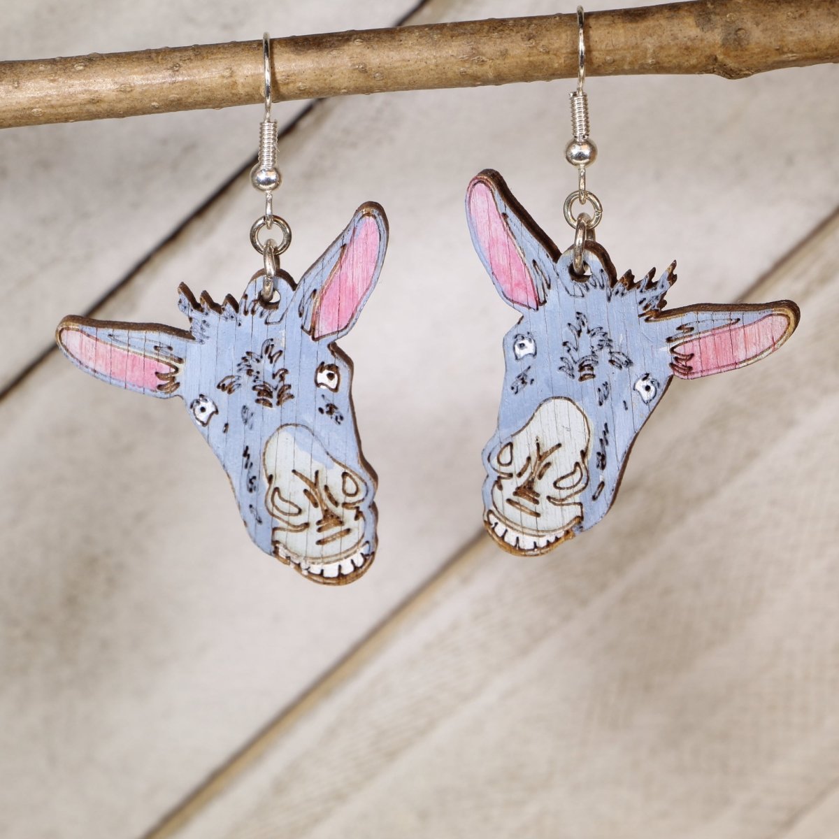 Donkey Wooden Earrings | Cute Farm Animal Jewelry