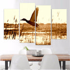 Duck Hunting 4-Piece Wall Art Canvas, Duck Hunting Decor