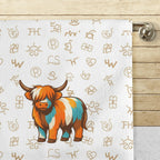 Baha Ranch Set of 4 Minimalistic Western Highland Cow Cattle Brands Kitchen Towels Made in America