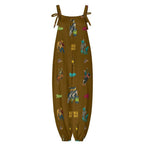 Baha Ranch The Last Roundup Western Rodeo Overalls Jumpsuit Brown