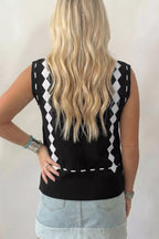 Western Horse Geometric Print Mock Neck Sweater Vest