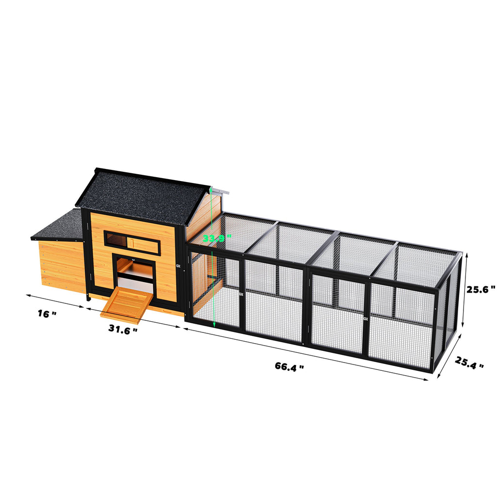 114" Wooden Chicken Coop with Outdoor Run